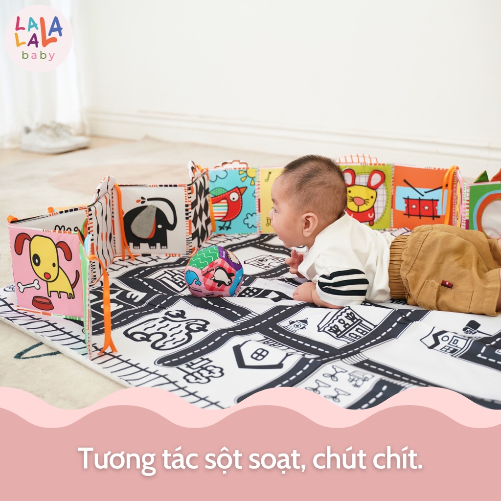 Sách Vải ZicZac Đa Tương Tác Kiêm Đồ Chơi Quây Cũi Kích Thích Thị Giác Cho Trẻ Sơ Sinh - Lalala Baby