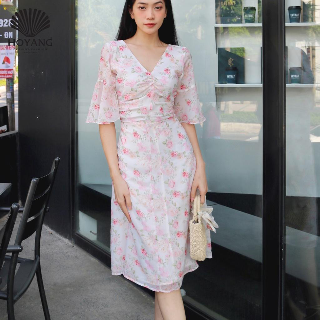 Đầm Chiffon Hoa Tay Lỡ Tươi Xinh HOYANG D127