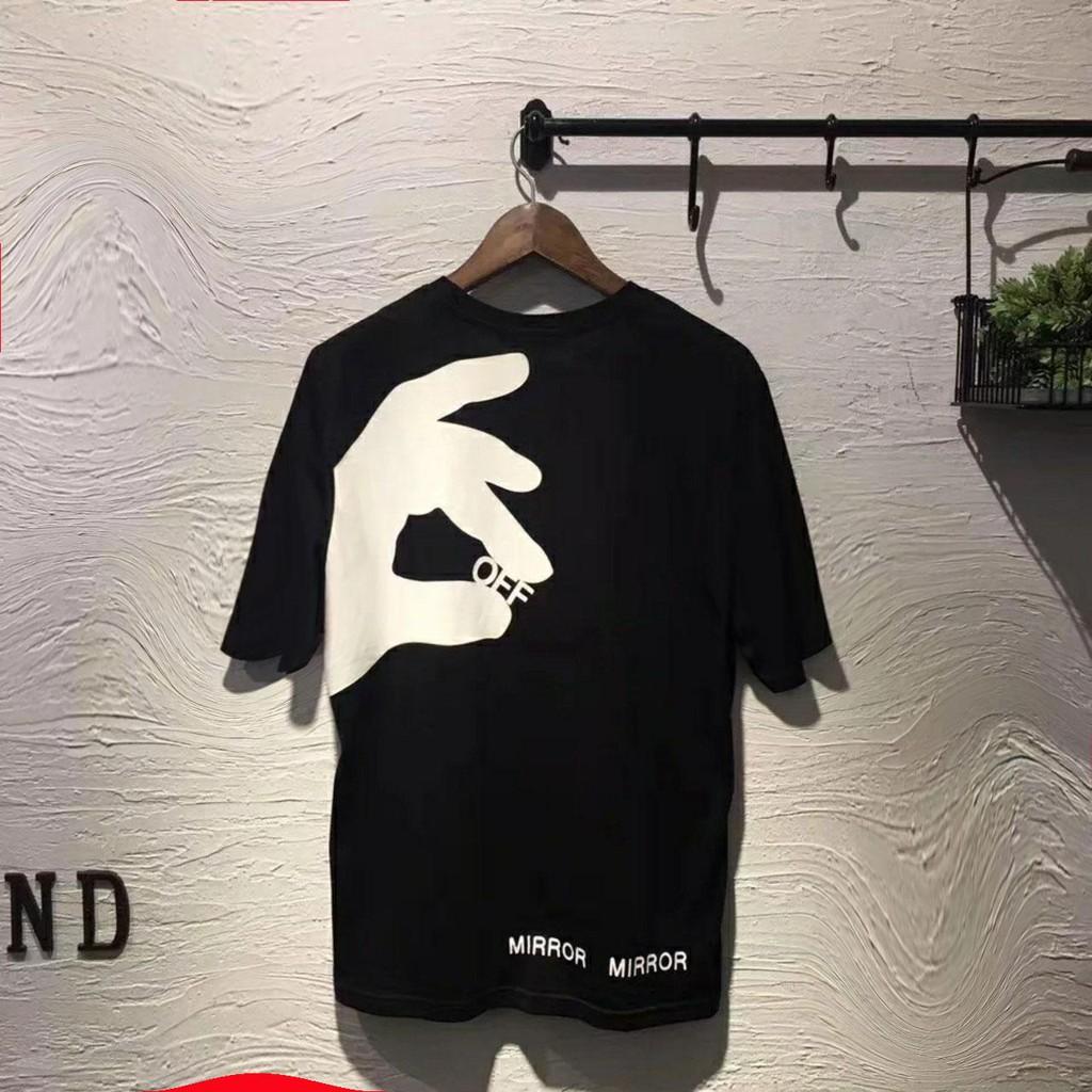 Áo thun oversize nam nữ off white Finger 2020 chất liệu vải tốt cotton M L XL màu đỏ Trumunisex aothununisex aophongnam