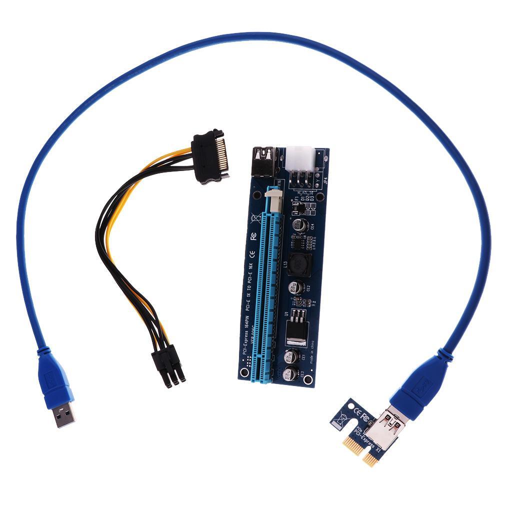Dedicated Graphic Card PCIE 1X to 16X Riser Power Supply USB3.0 Cable
