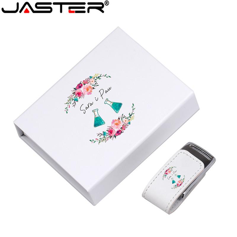 JASTER Tùy Chỉnh Cho Quà Tặng 2.0 Ổ Bút Flash 64GB 32GB 4GB 8GB 16GB Pendrive Usb Da hộp Màu Trắng