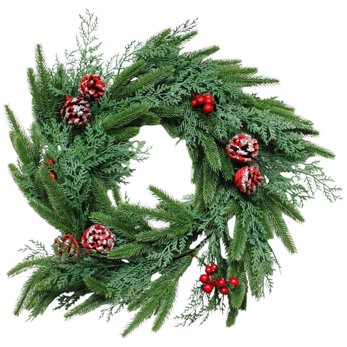 Vòng Hoa 2 Loại Lá 50 cm - Trang Trí Giáng Sinh - Chaang Chiia LP-W20-POP