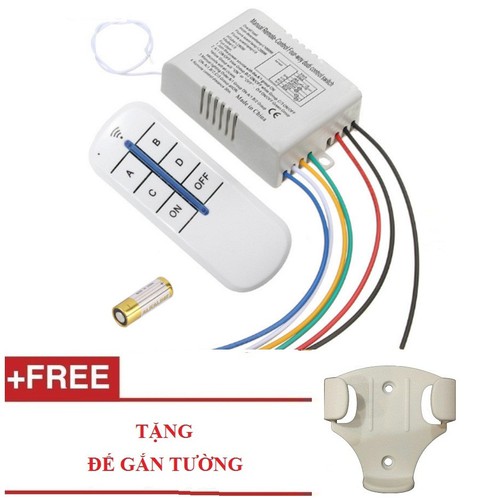 Bộ công tắc điều khiển từ xa bằng sóng rf 4 kênh 1000W bật tắt điện từ xa - Loại 4 cổng 2 khiển