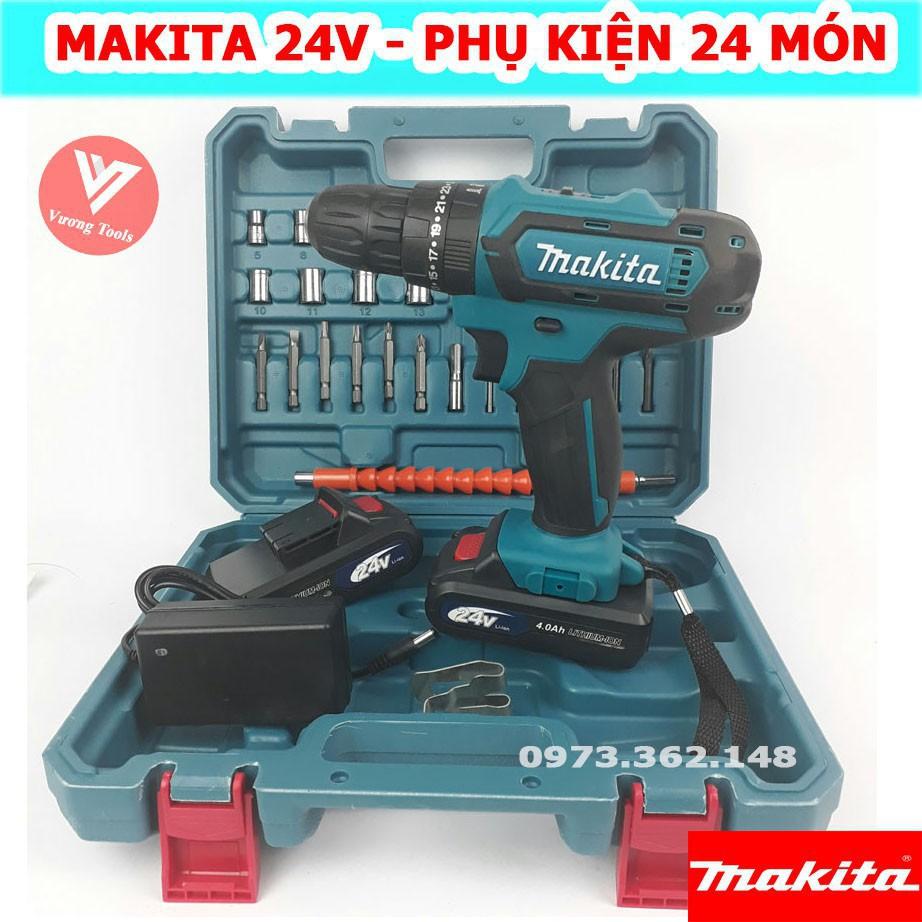 Máy Khoan Pin MAKITA 24V Có Búa, Khoan bắt vít cầm tay 27 phụ kiện