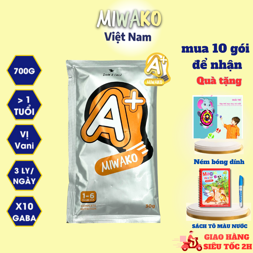 Sữa Công Thức Hạt Thực Vật Hữu Cơ MIWAKO A+ Vị Vani gói 30g x 1 gói Date 30/05/2025