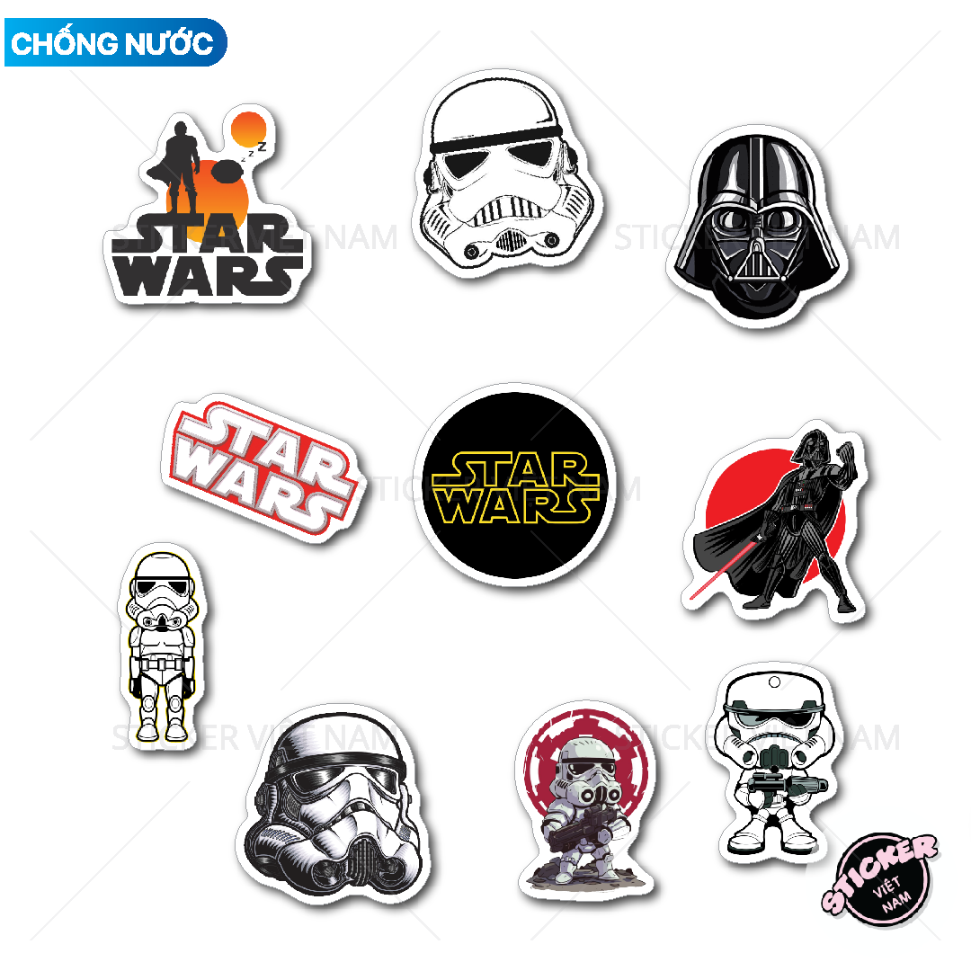 STAR WARS sticker - Hình Dán Chất Liệu PVC Chất Lượng Cao Chống Nước - Kích Thước 4-8cm