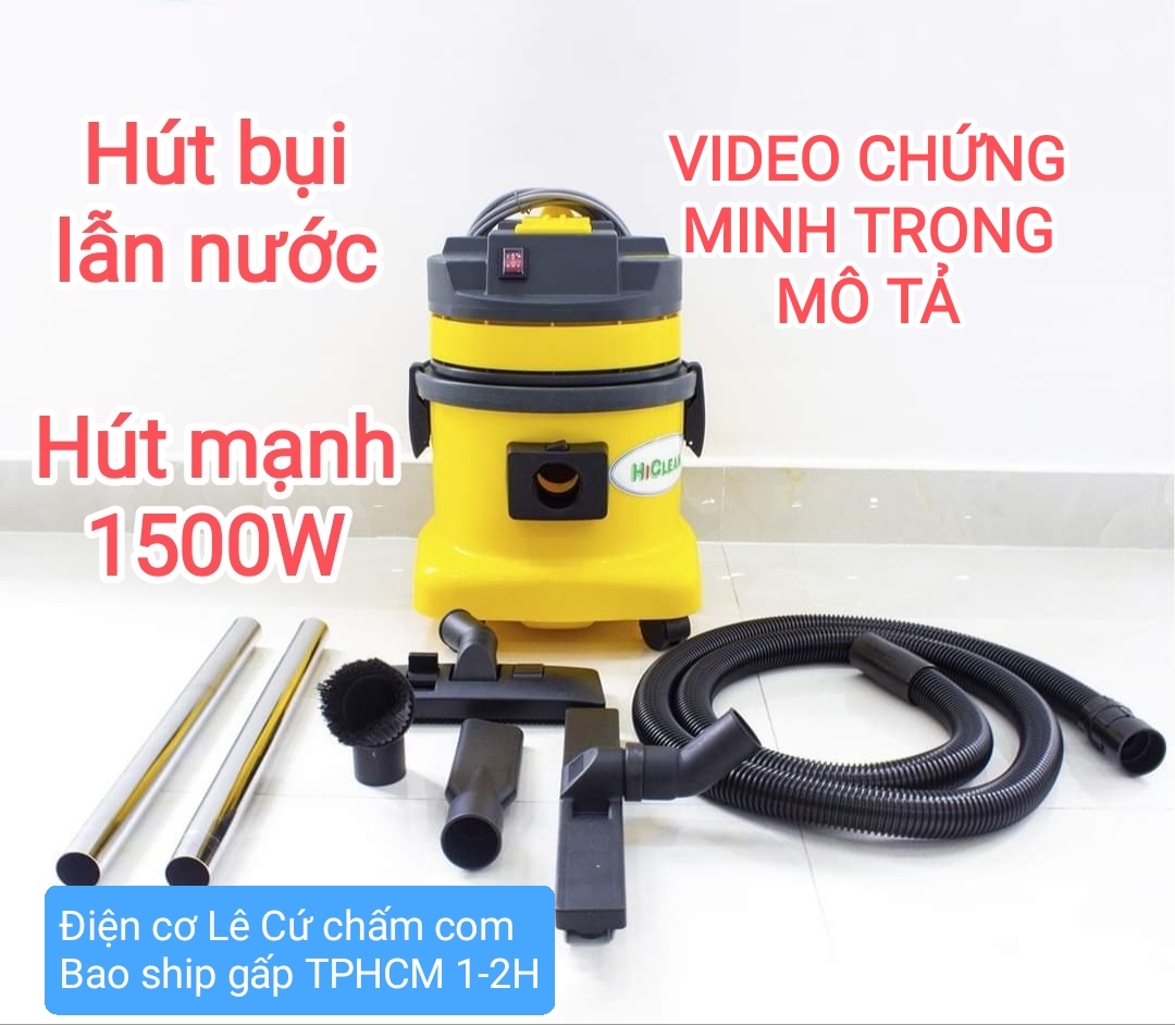 Máy hút bụi công nghiệp 15 Lít 1500W Hiclean công nghệ Ý cực mạnh