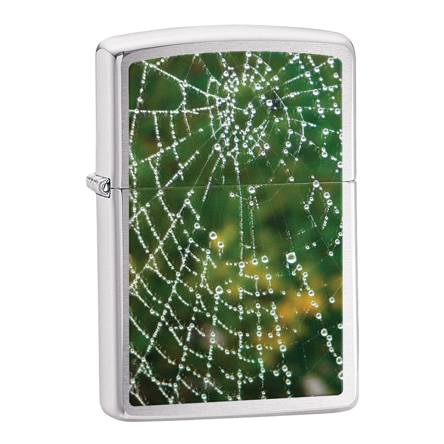 Bật Lửa Zippo 28285 Spider Web Rain Drops Brushed Chrome