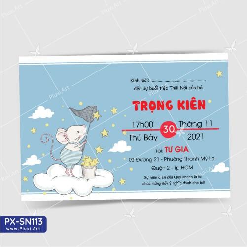 Thiệp thôi nôi – sinh nhật Pluxi bé Trai tuổi Chuột PX_SN113