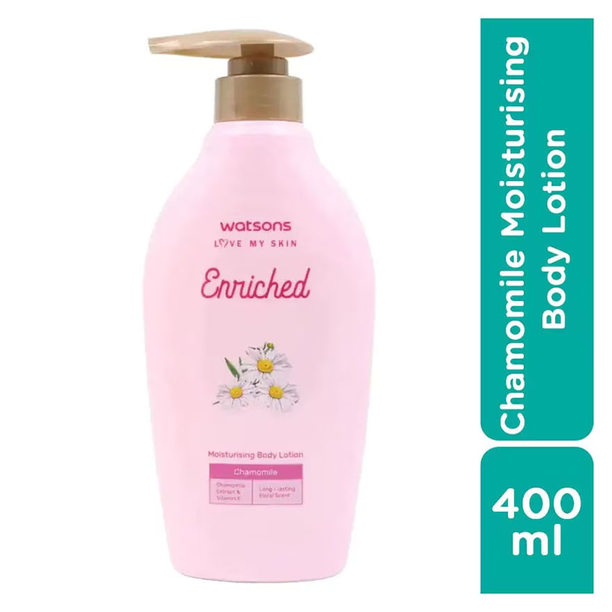 Sữa Dưỡng Thể Watsons Love My Skin Enriched Chamomile Moisturising Từ Hoa Cúc La Mã Cấp Ẩm Da 400ml