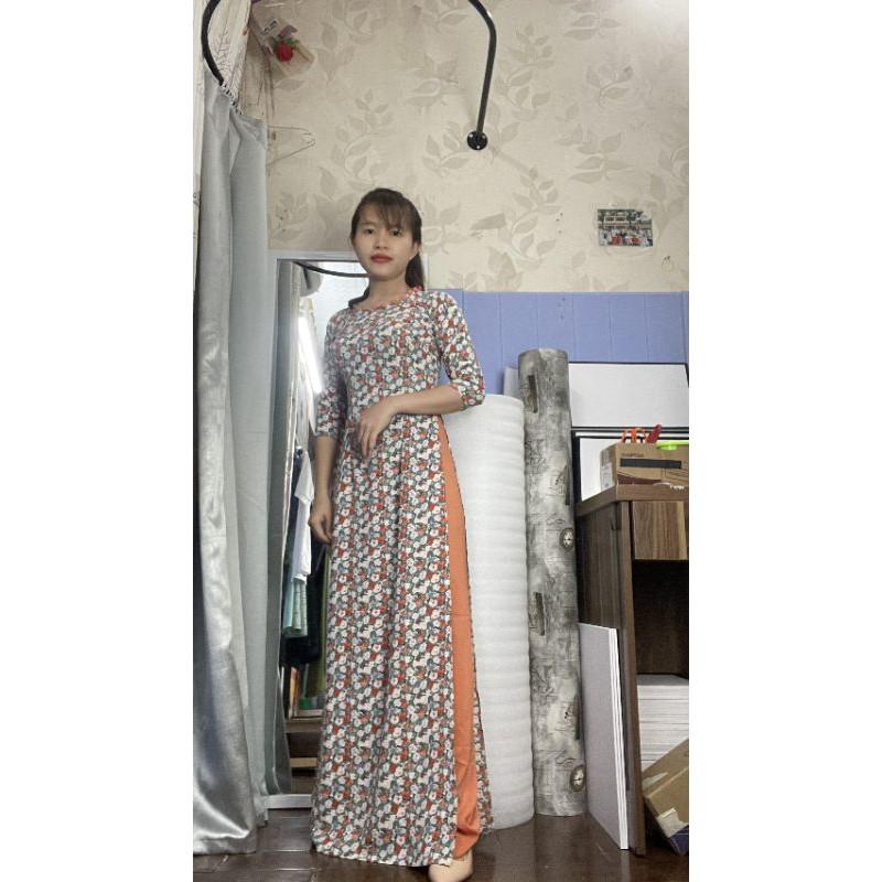 Áo dài hoa nhí lụa hàn châu