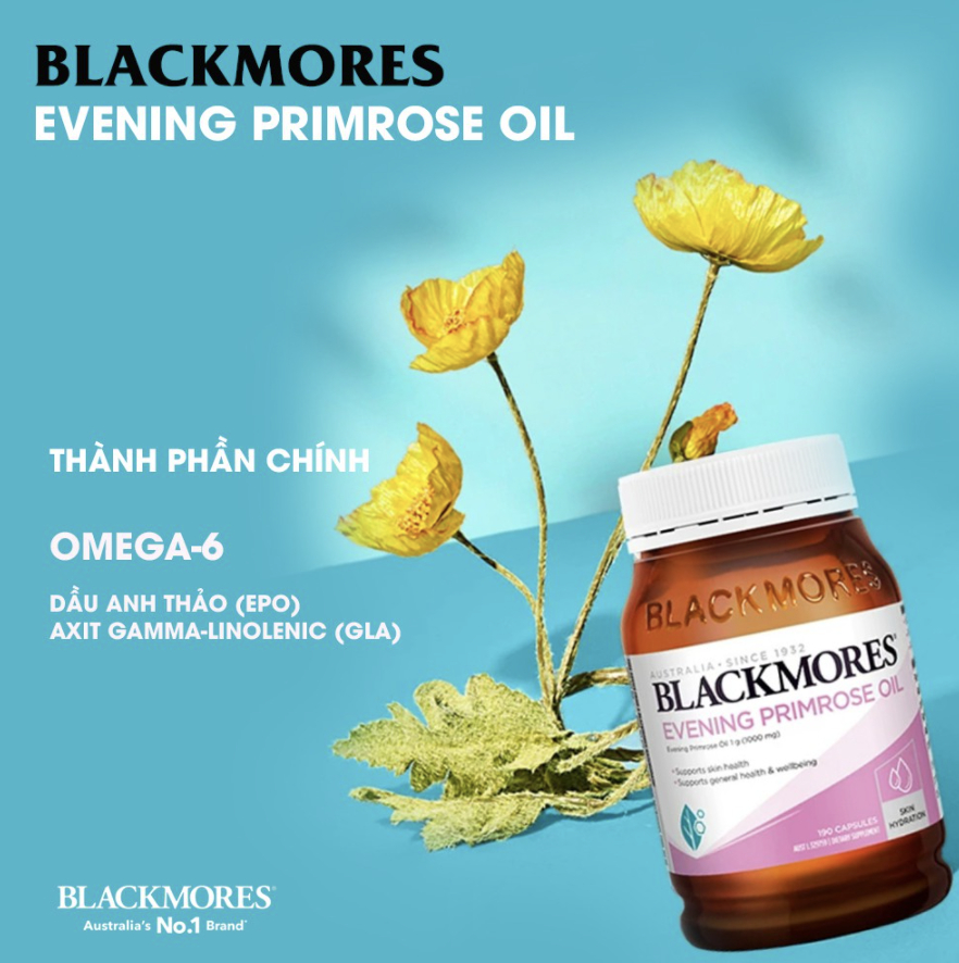 Viên Tinh Dầu Hoa Anh Thảo Hỗ Trợ Đẹp Da, Cân Bằng Nội Tiết Tố Blackmores Evening Primrose Oil Lọ 190 Viên