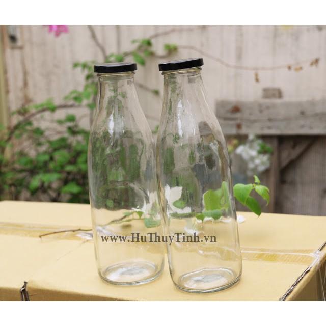 Chai lọ thủy tinh nắp thiếc đựng nước đựng sữa 200ml, 300ml, 500ml, 1000ml (chai trơn không in hình)