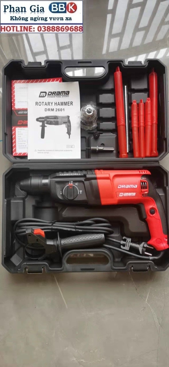 Máy Khoan Đục Bê Tông DRAMA 1350W 2-26 Có 3 Chế Độ - Cam kết 100% Ruột Đồng Máy Khỏe Chạy Êm Bền - Bảo Hành 12 Tháng