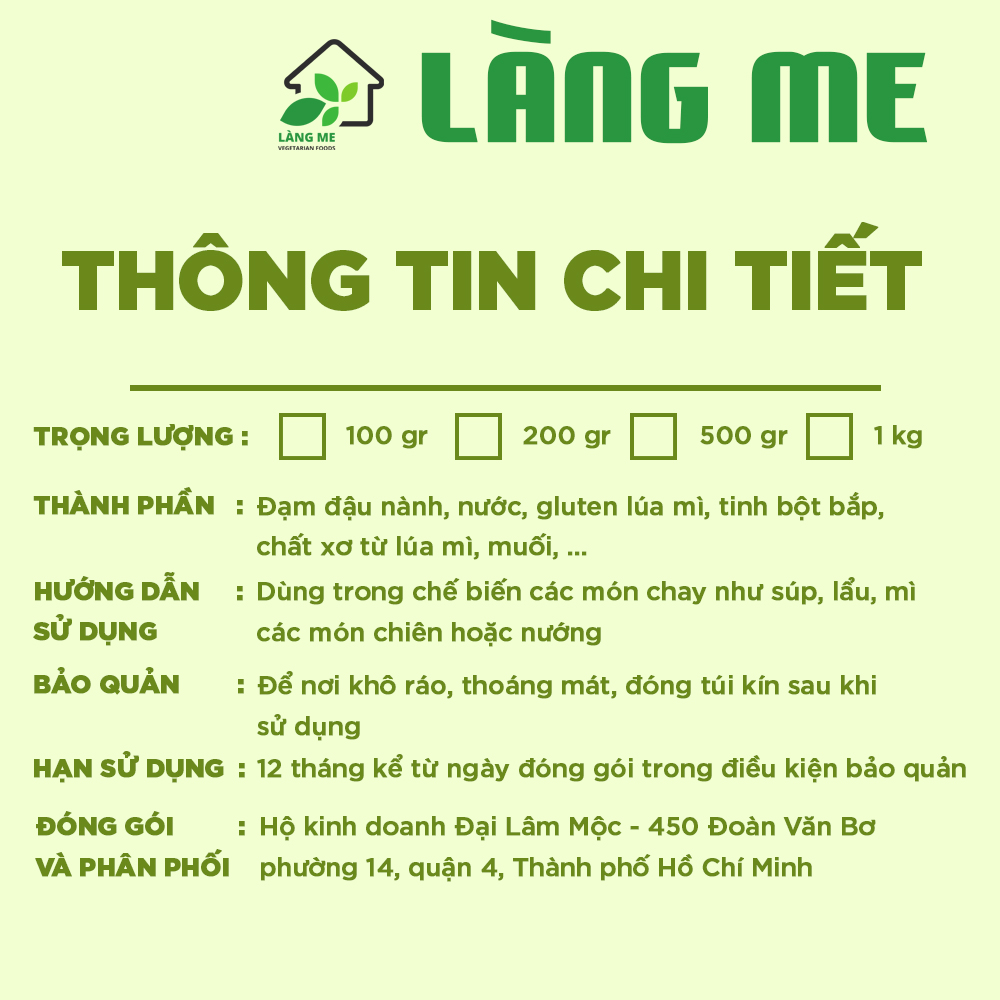 Bò Viên Chay Loại Ngon , Thực Phẩm Chay Ngon Thành Phần Tự Nhiên Không Chất Bảo Quản Không Biến Đổi Gen Sườn Non Chay Làng Me ( 1 Kg và 5 Kg )