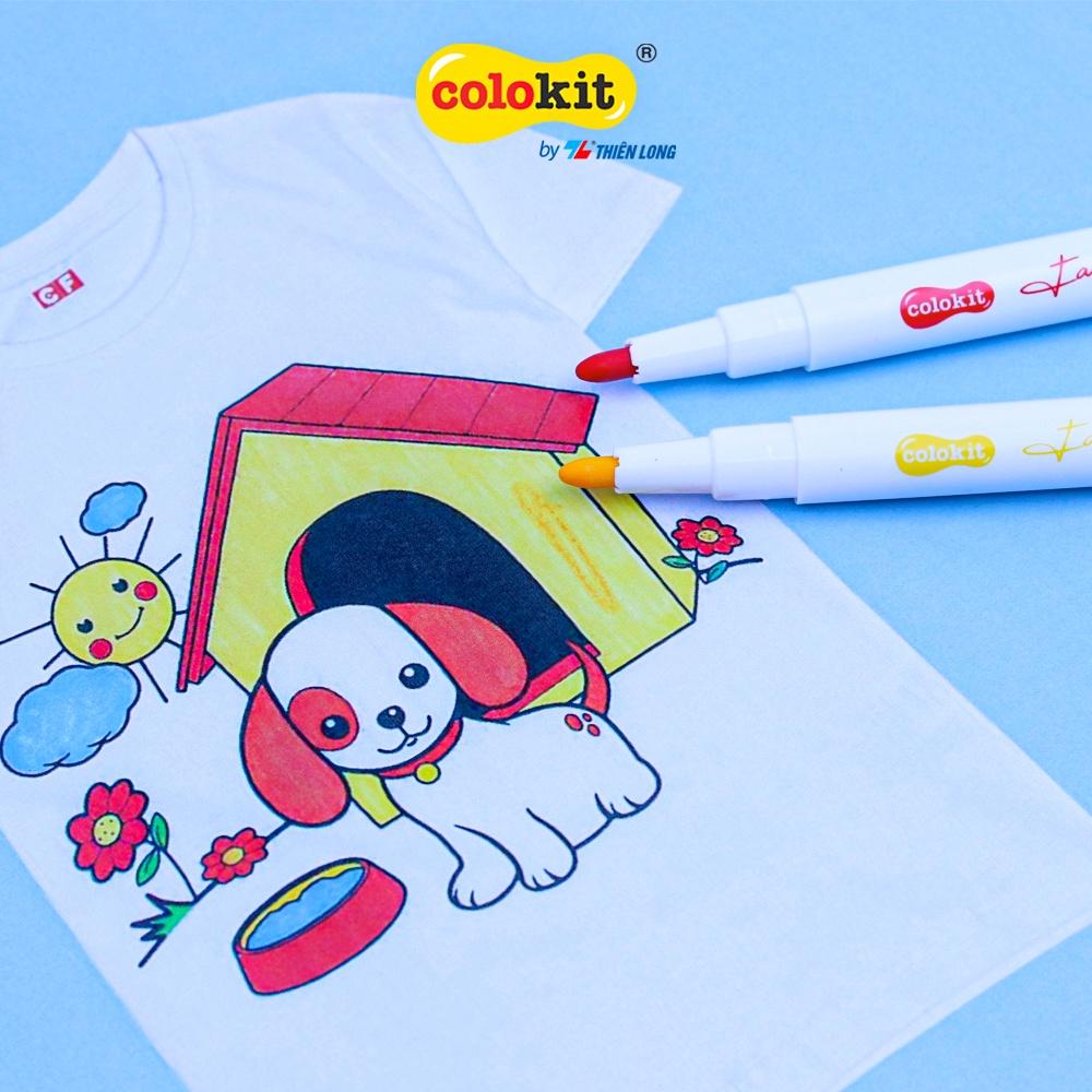 Bút vẽ lên vải 12 màu Fabric Marker Thiên Long Colokit FM-C002 - Tặng kèm túi vải Canvas