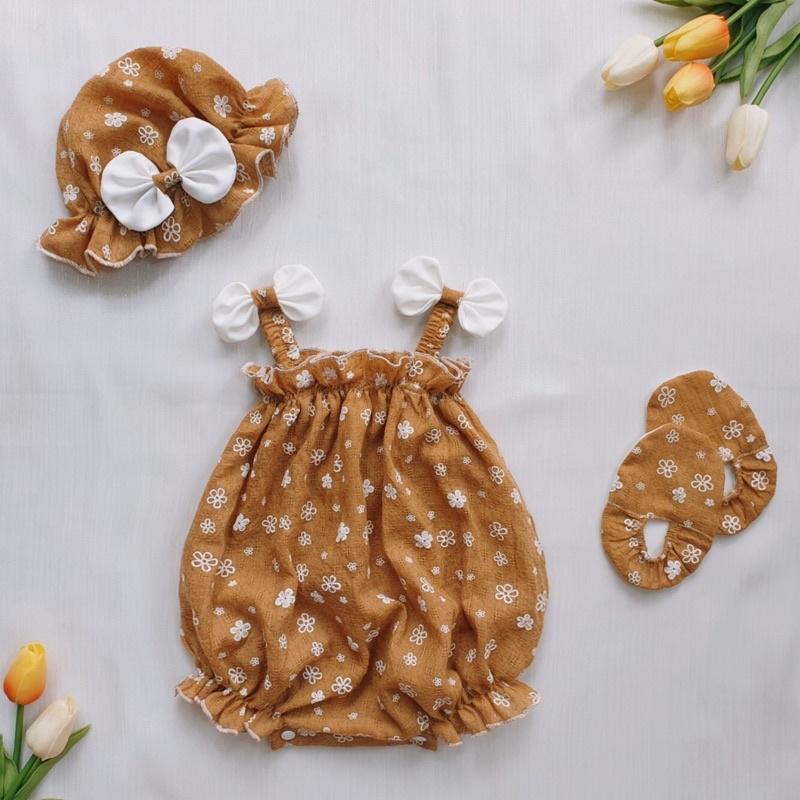 Body 2 Dây Bé Gái 3 Đến 12kg, Bodysuit Chất Boi Xốp Thông Hơi Cực Mát Cho Bé