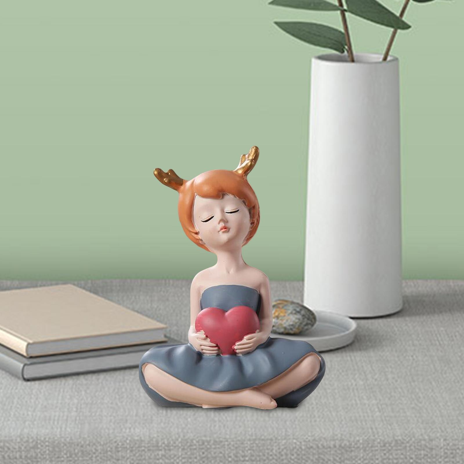 Nordic Girl Figurine Statue  Sculpture for Desktop Home Decor