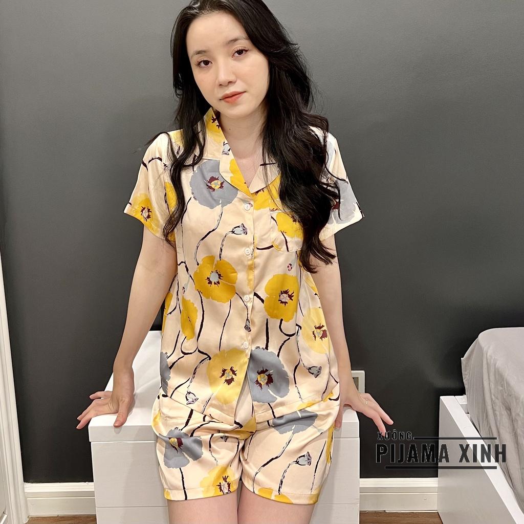 ĐỒ BỘ NỮ - PIJAMA HÀNG THIẾT KẾ Bộ Mặc Nhà Chất Lụa Latin Họa Tiết Vải Cao Cấp Mềm Mịn