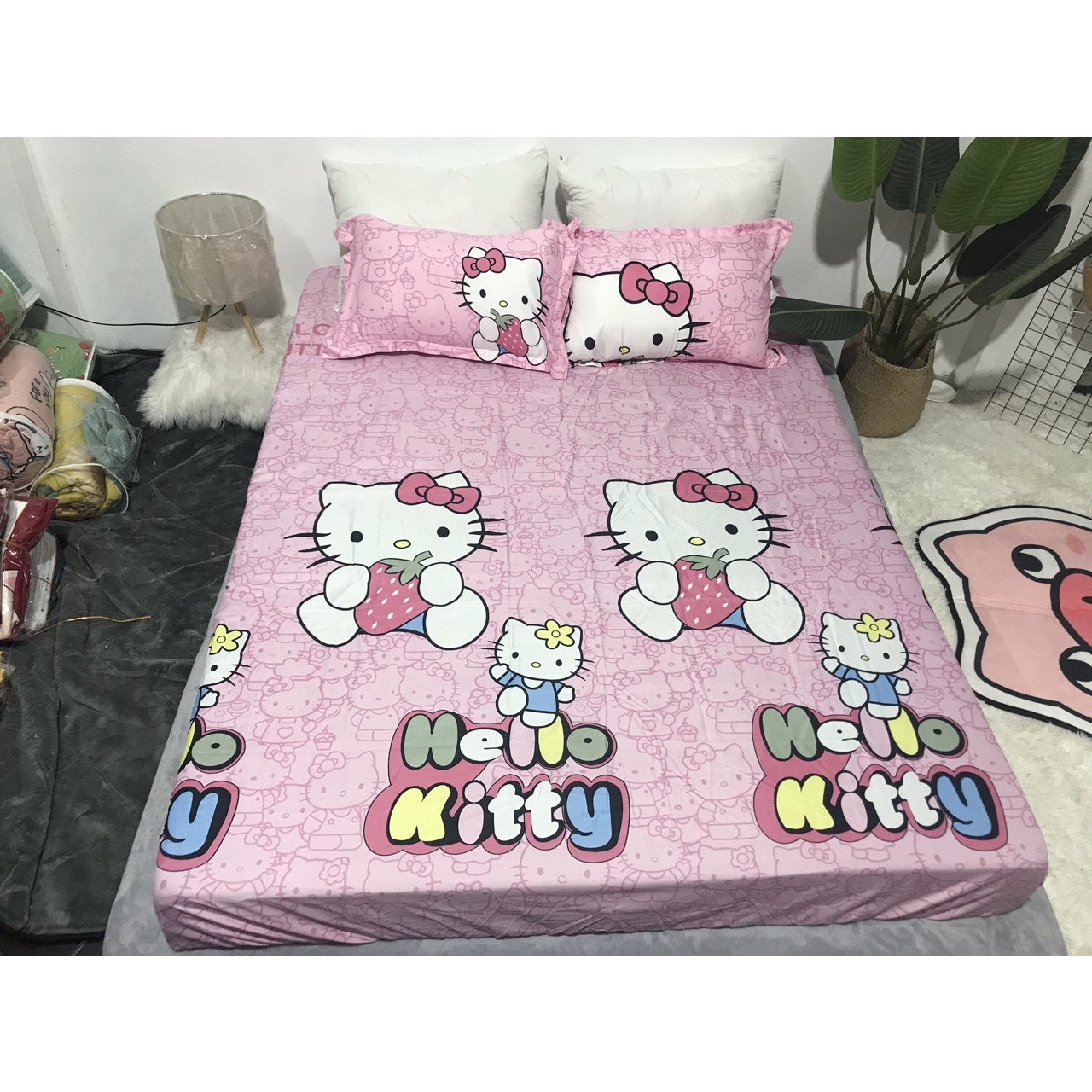 SÉT GA GỐI COTTON POLY(1GA CHUN +2VỎ GỐI NẰM) - GX07