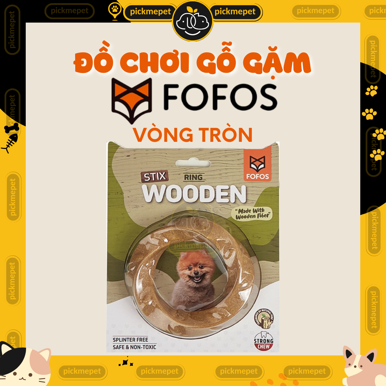 Đồ chơi cho chó FOFOS, Đồ chơi nhai gặm hình sừng hươu, Chứa sợi gỗ thông, Tốt cho răng nướu, Chất liệu bền đẹp, an toàn