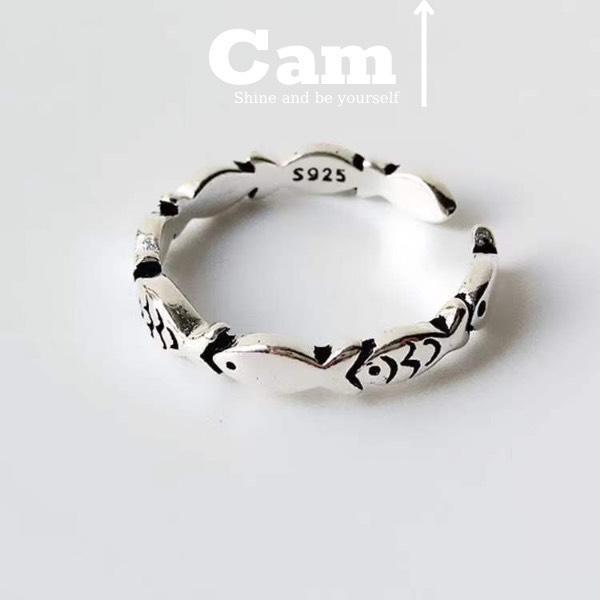 Nhẫn Nam Nữ Titan Không Gỉ Fish Ring Nhẫn Cá Camcamvintage Freesize Màu Bạc Thời Trang - Fish Ring Nam Nữ Đẹp