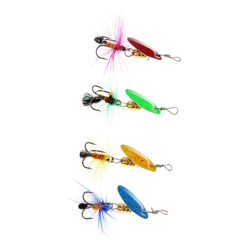 Pack of 4 Pcs Spinner Bait Fishing Lures Simulation Bait with Treble Hooks