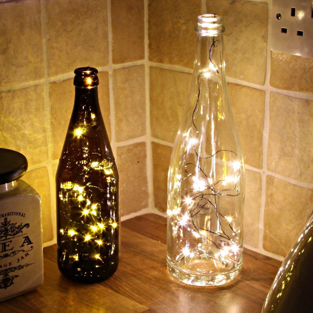 Dây đèn led đom đóm chụp ảnh, trang trí phòng, hoa,đặt vào bình thủy tinh cổ tích nguồn pin tiểu vàng nắng  2 mét
