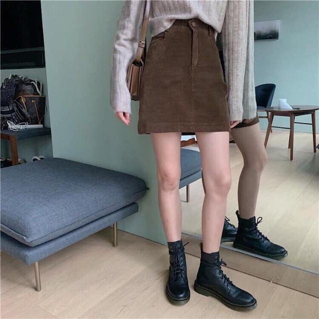 Chân váy kaki nhung