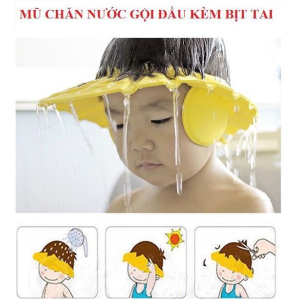 Mũ tắm cho bé - Nón Tắm chắn nước có vành che tai cho bé Duashop