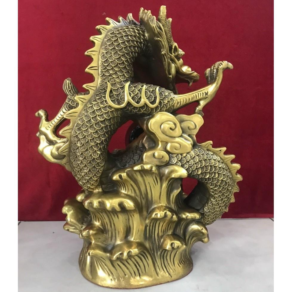 Tượng rồng nhả ngọc bằng đồng MS266