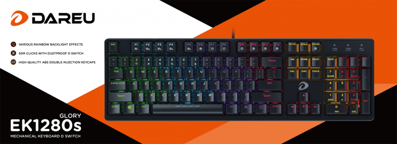 Bàn phím cơ Gaming DAREU EK1280S 104KEY - Hàng Chính Hãng