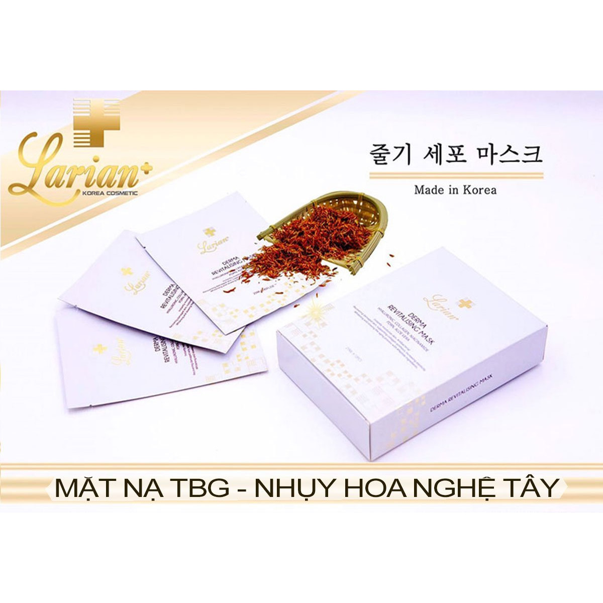Hộp 10 gói mặt nạ dưỡng da tế bào gốc, chiết xuất từ nhụy hoa nghệ tây Larian+