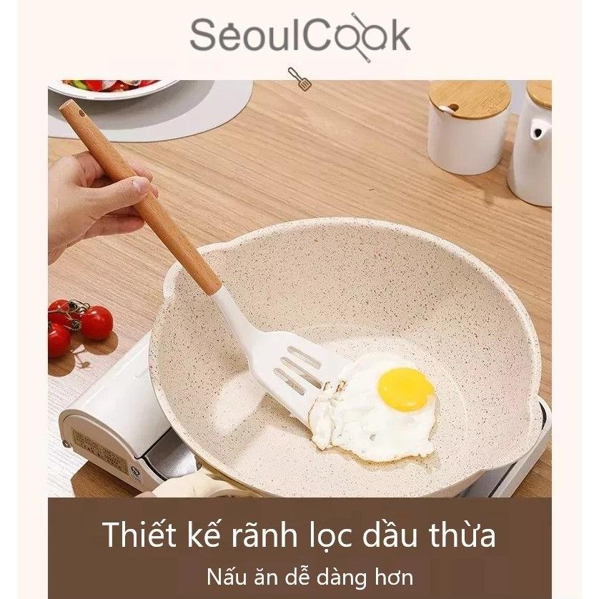 – Bộ 3 dụng cụ nấu ăn Vá/ Sạn/Xẻng có rãnh cán gỗ Seoulcook cao cấp, chống dính dùng cho nhà bếp