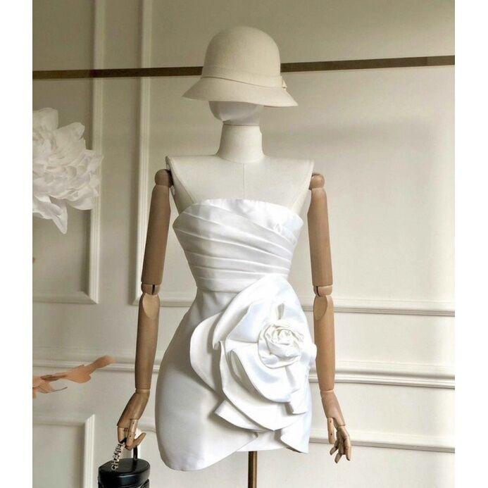 ĐẦM CÚP NGỰC ÔM BODY NHÚN HOA HỒNG