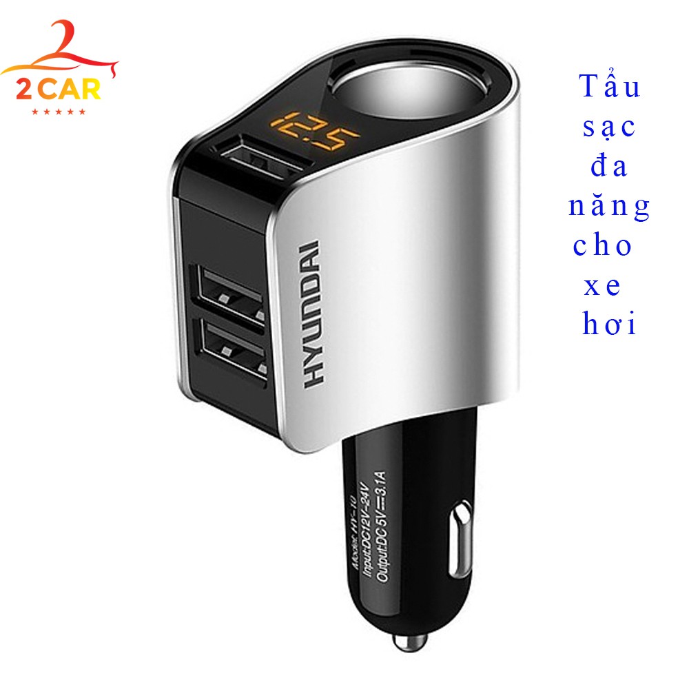 Tẩu Sạc Ô tô, Xe Hơi Hyundai 1 Tẩu Tròn  - Có Đèn Led Báo Điện Áp - Huyndai Chính Hãng
