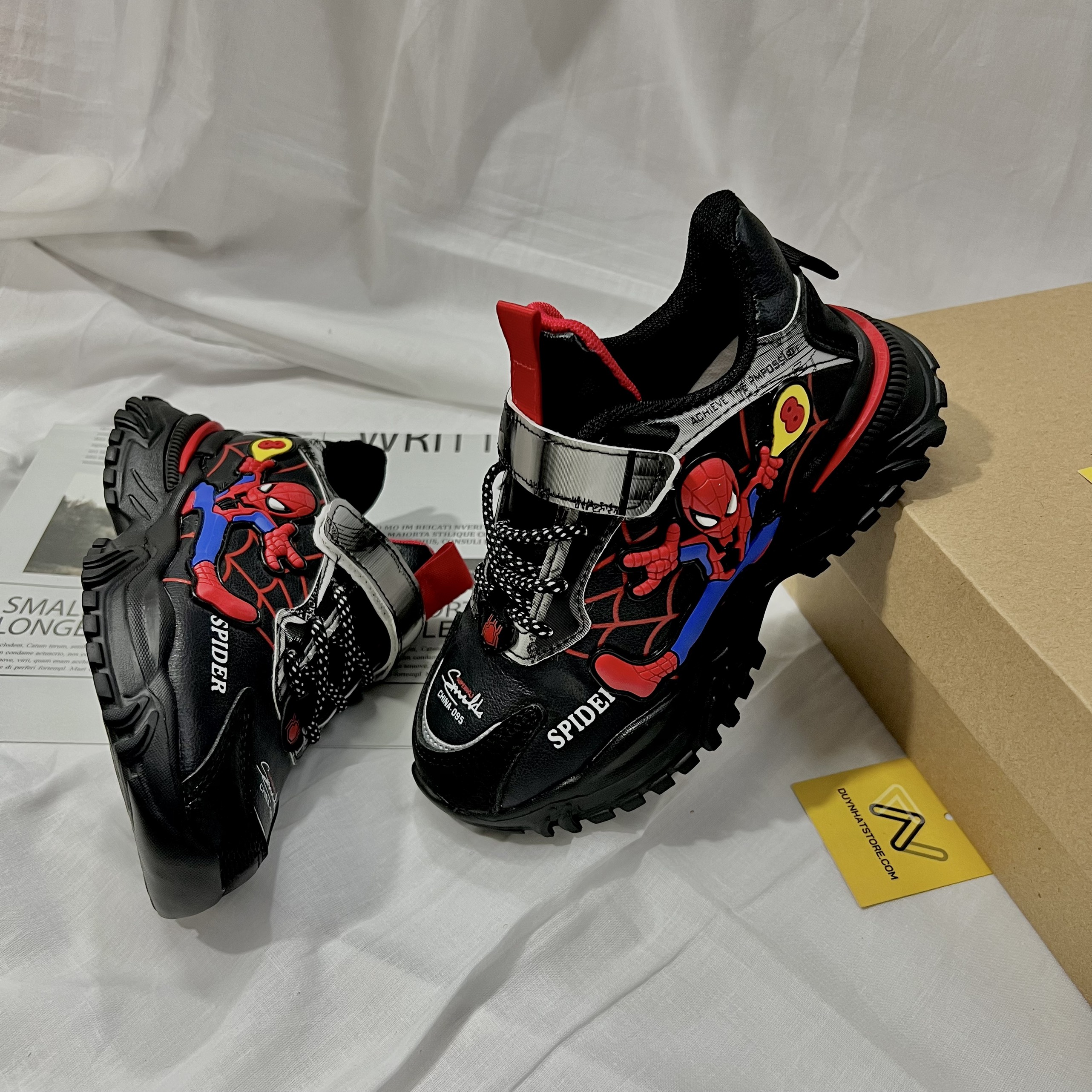 Giày Thể Thao Em Bé Trai Siêu Nhân Nhện Spider Man Màu Đen Đế Nhẹ Duy Nhật Store Sang Đẹp Êm Sneaker Bata Trend Size Lớn