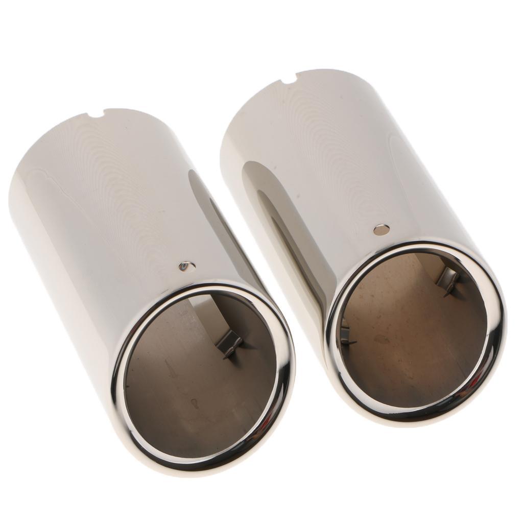 Pair Car Exhaust Muffler Tail Pipe Tip For Volkswagen Golf New Bora Silver