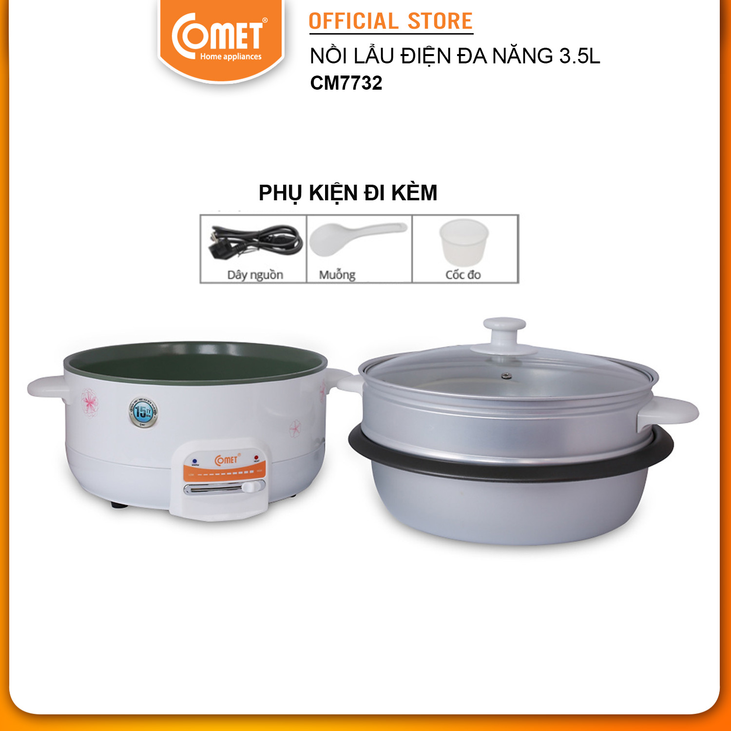 Lẩu Điện Comet CM7732 (3.5 Lít) - Hàng Chính Hãng