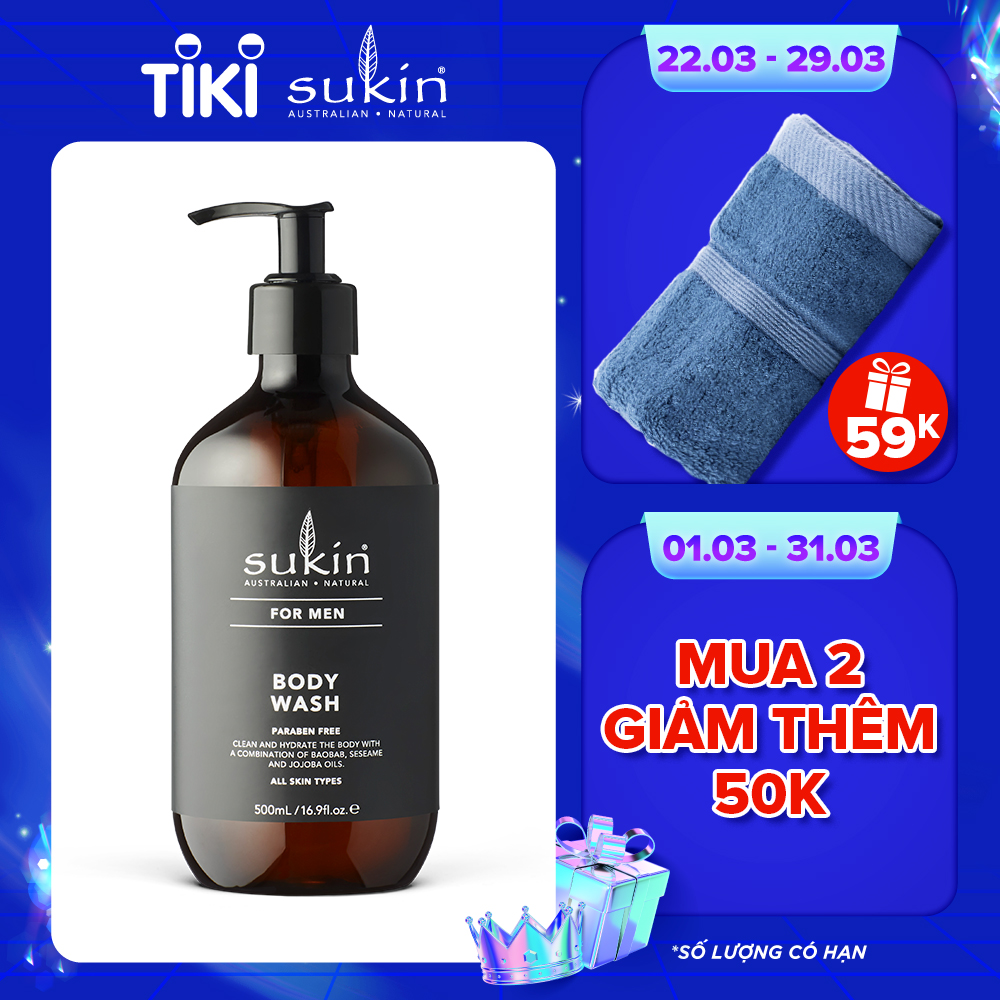 Sữa tắm dành cho nam Sukin For Men Body Wash 500ml