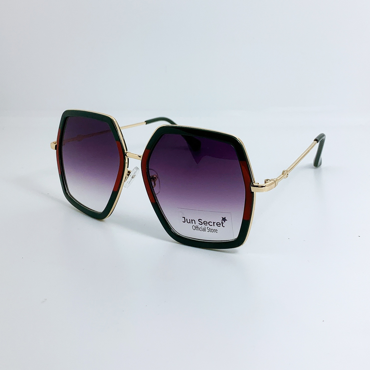 Kính mát nam nữ lục giác thời trang Jun Secret gọng kim loại chống tia UV JS8696
