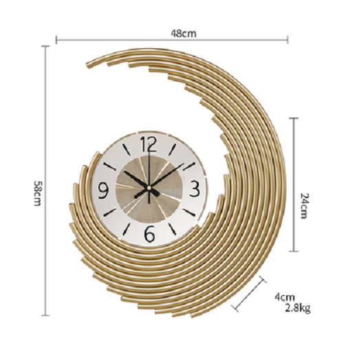Đồng hồ trang trí treo tường - Đồng hồ phù điêu hình lốc xoáy - Decor trang trí phòng khách