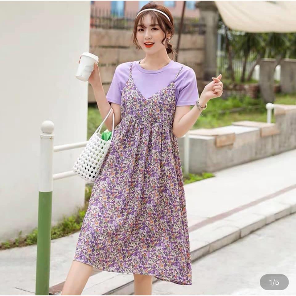 Váy bầu xinh dáng yếm chất lụa nhẹ 45-68kg Video