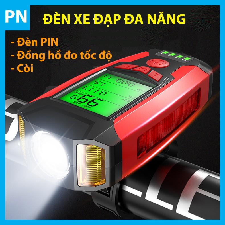 (3 IN 1) Đèn xe đạp siêu sáng đa năng có Đồng hồ đo tốc độ và Còi cao cấp