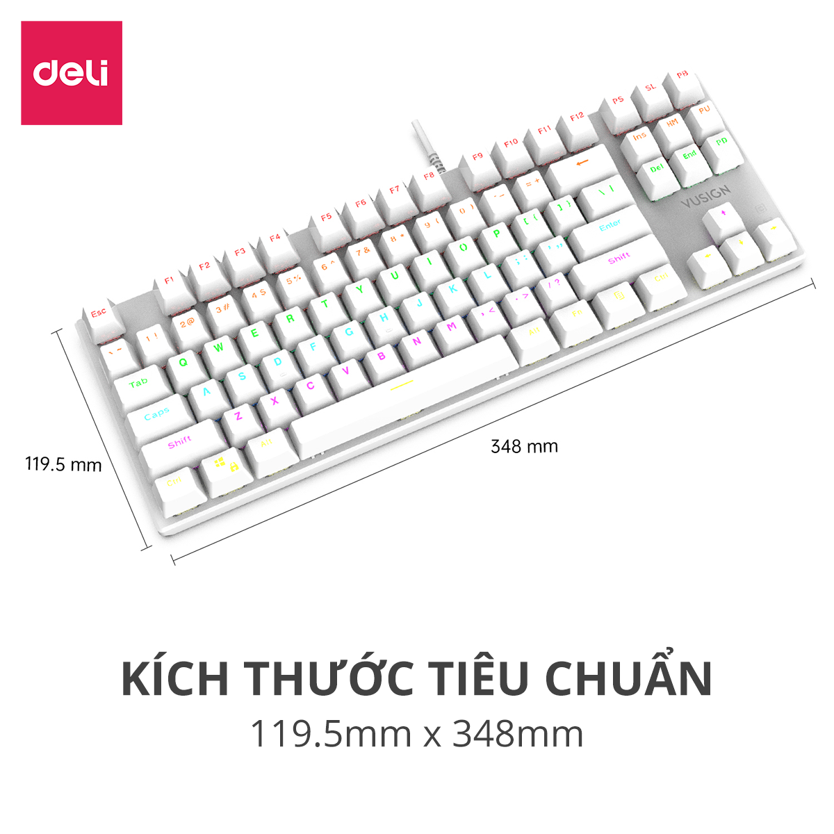 Bàn Phím Cơ Gaming Deli VS788 PRO LED RGB Chế Độ Nháy Cực Đẹp Khác Nhau, Phím Cơ Gõ Siêu Đã, Thiết Kế Nhỏ Gọn Tương Thích Với Laptop, PC, Máy Tính, Kiểu Dáng Gamer Game Thủ eSport Bàn Phím Văn Phòng - Hàng Chính Hãng 