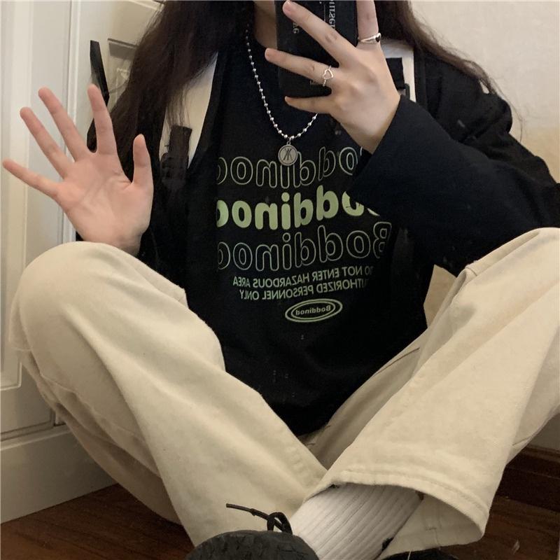 Áo thun dài tay ️ Boddinod ️ phông Unisex nam nữ tee oversize form rộng pull Ulzzang Streetwear thu đông vải mềm