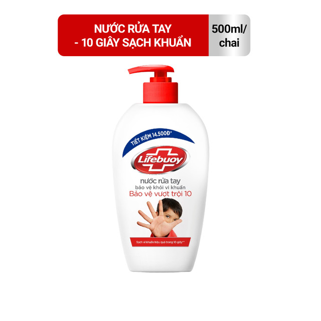COMBO Nước rửa tay Lifebuoy Bảo vệ vượt trội 10 Chai 500g và túi 450ml
