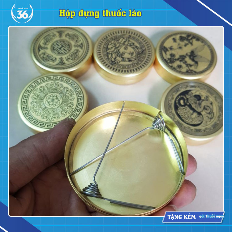 Hộp đựng thuốc lào bằng đồng bỏ túi tiện dụng