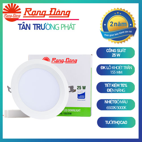 Đèn LED âm trần downlight 25W Rạng Đông Model: AT04 155/25W