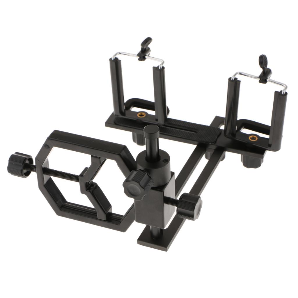 Telescope Binoculars Adapter Cellphone Mount Bracket + 2x Phone Holder Clip